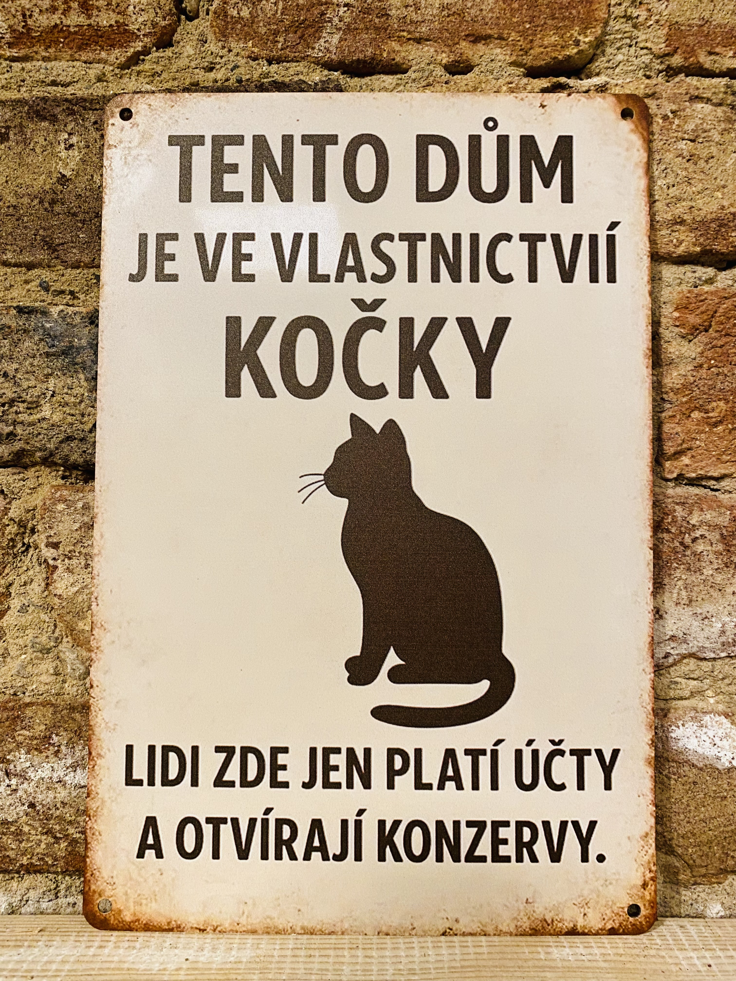 Plechová cedulka - dům kočky